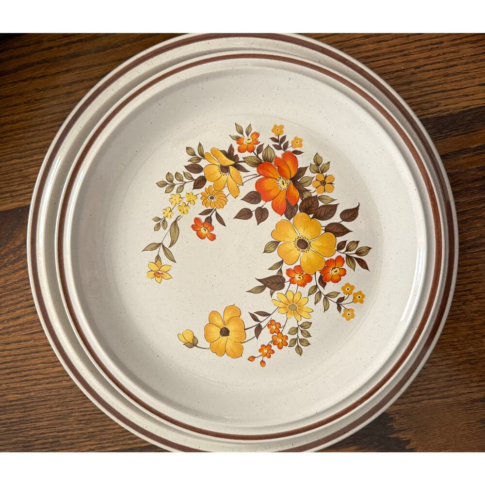 Vintage 70s Hearthside Chablis Stoneware Plate Set - Picture 2 of 15